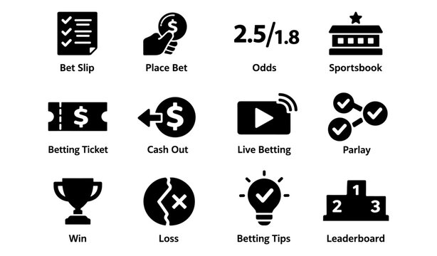 Betting icons: odds, sportsbook, parlay, win, cash out