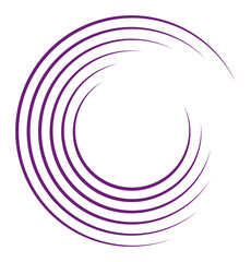Abstract swirling purple lines forming a circular vortex a dynamic graphic element for technology and motion concepts isolated on a white background
