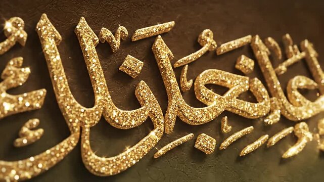 Elegant Gold Arabic Calligraphy "Inna Allaha Ma'a As-Sabirin" - Islamic Art of Patience