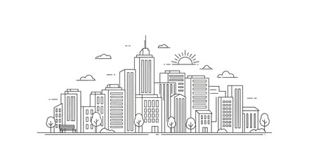 Fototapeta premium City Skyline with Modern Skyscrapers.