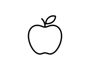 Fototapeta premium Simple line drawing of a classic apple with a leafy stem isolated on transparent background