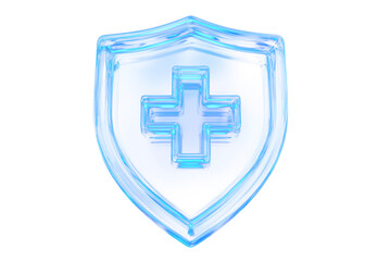 Obraz premium Blue Glass Medical Protection Shield Icon