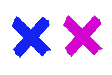 Obraz premium Two colorful x marks in blue and pink on transparent background