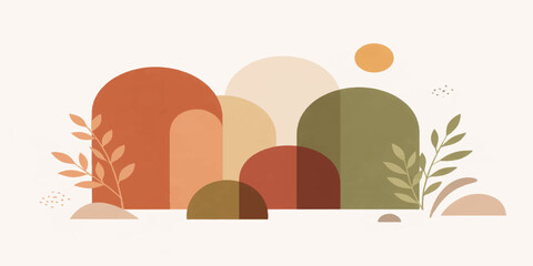 A charming cartoon vector illustration of an old house in an autumn landscape with scenic trees, a winding road, and fluffy clouds in the sky