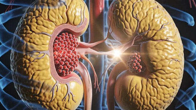 Human kidney anatomy with blood vessels