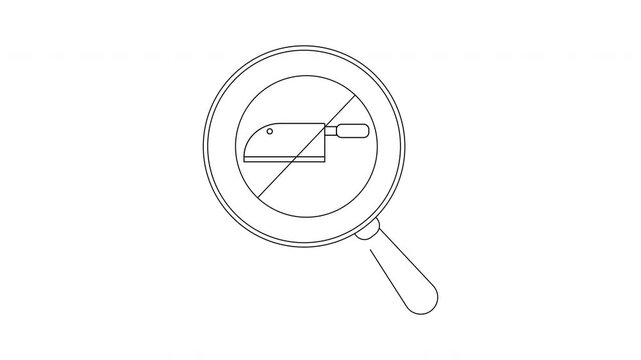 No Knife Magnifying Glass Icon Animation Concept.