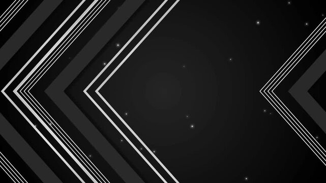 Luxurious black background with geometric chevron lines glowing particles animation