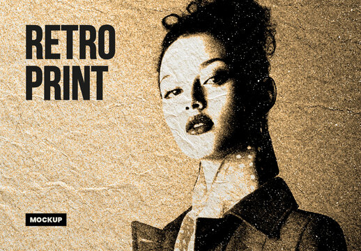 Retro Grain Print Effect Mockup