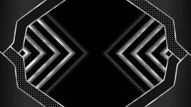 Chevron octagonal luxury background animation, Luxurious black background with geometric chevron and octagonal frame