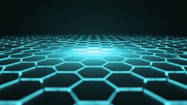 Glowing Blue Hexagonal Grid Pattern Animation.