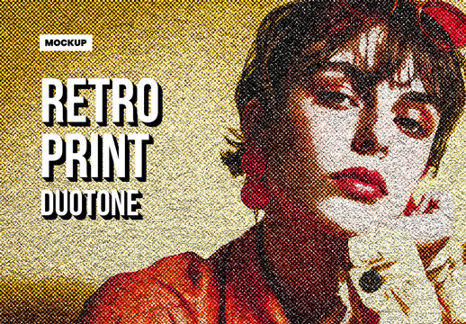 Retro Print Halftone Effect Mockup