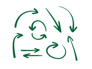 Obraz premium A hand-drawn illustration of arrows pointing in different directions on a white background