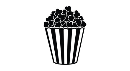 Black and white illustration of a popcorn bucket a classic silhouette © RASHIDA