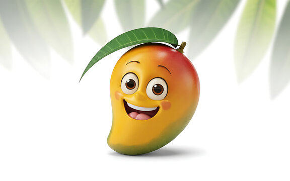Smiling mango cartoon character