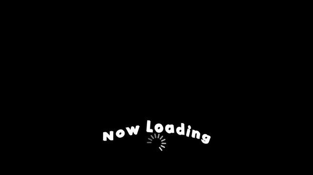 Now Loading screen animation - Animated spinning wheel icon on black background.