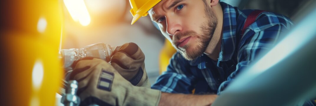 Plumber installing a water supply system