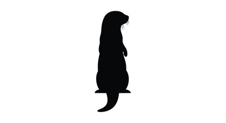 A striking black silhouette of an otter standing upright © RASHIDA