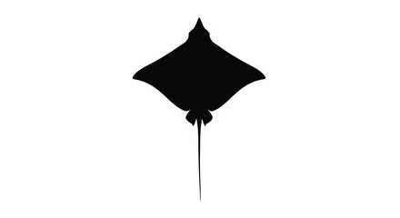 A striking black manta ray shape against a white background silhouette © RASHIDA