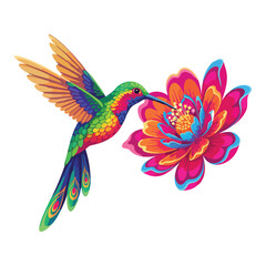 Obraz premium Colorful vector illustration of a tropical bird of paradise and peacock