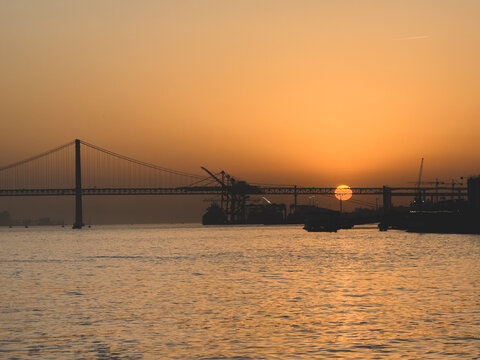 sunset over the river