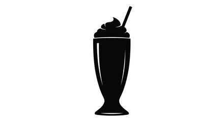 Black milkshake in a glass with whipped cream a striking silhouette © RASHIDA