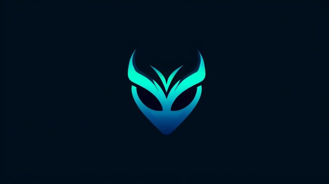 Modern alien face logo in sleek vector style, suitable for sci-fi, tech, and futuristic branding. 