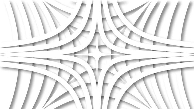 Abstract paper-cut radial pattern with layered curved bands forming background animation