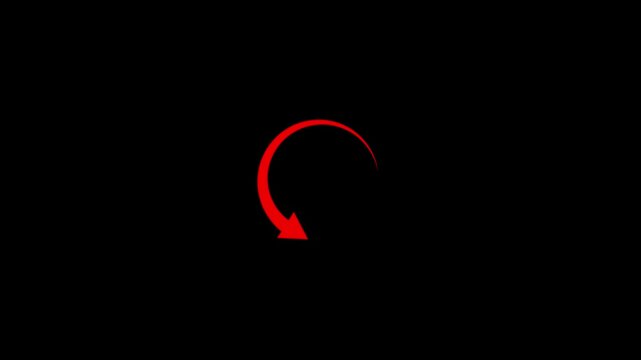 A striking image features a vibrant red curved arrow pointing downwards against a completely black background creating a bold contrast high quality