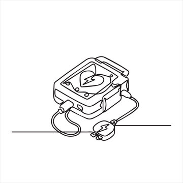 Defibrillator, cpr and AED line icons