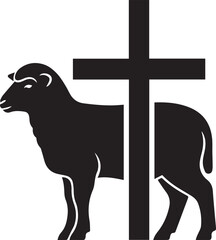 MobileLamb of God Silhouette with Christian Cross Symbol for Easter Religious Crafts