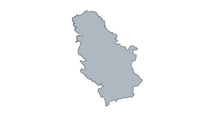 Obraz premium Serbia Country Map Silhouette in Light Gray on Isolated White Background