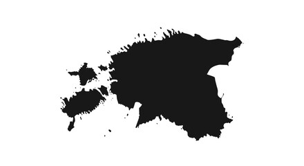 Estonia Country Map Silhouette in Black on Isolated White Background