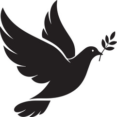 MobilePeace Dove Silhouette Flying with Olive Branch for Easter and Religious Themes