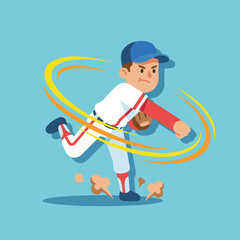 Baseball pitcher throwing a fast ball with motion blur.