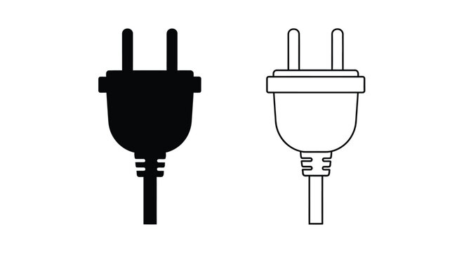 Two electrical plugs shown in contrasting styles a striking silhouette