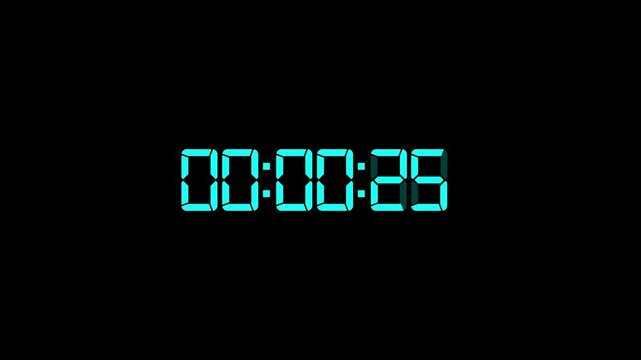 A digital clock display shows the time as zero hours zero minutes zero seconds and twenty nine milliseconds against a black background