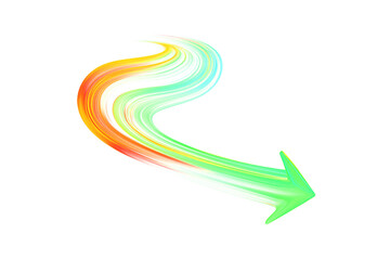 Colorful Wavy Arrow Pointing Downwards with Motion Blur