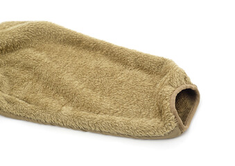 Sleeve of a brown fluffy fleece jacket. © voren1