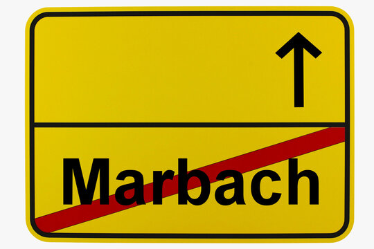 Illustration eines Ortsausgangsschildes von Marbach in Baden-W&uuml;rttemberg	