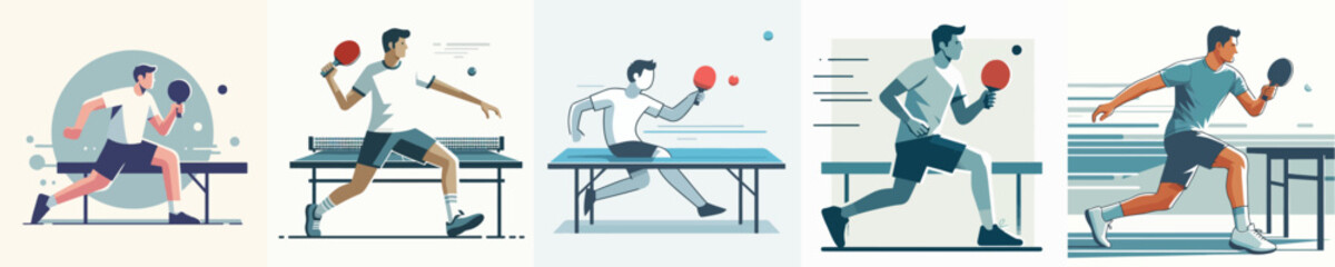 Obraz premium Vector Illustration of a Man Playing Table Tennis