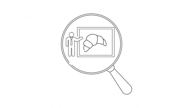Croissant Presentation - Magnifying Glass View of a Bakery Item.