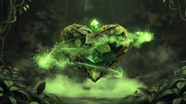 Glowing Crystal Symbols and Elemental Magic Backgrounds Set