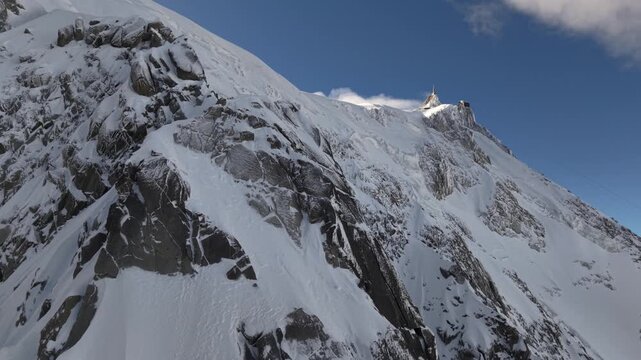 Winter mountain landscape Aiguille du Midi Chamonix France