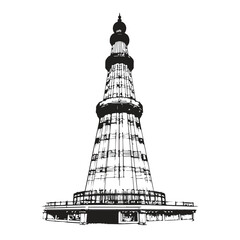 Obraz premium Shaheed Minar Bangladesh Black and White Vector Line Art