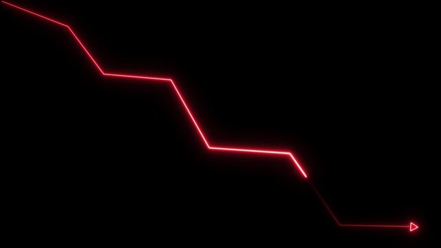 Red Neon Downward Trend Line Graph on Black chart