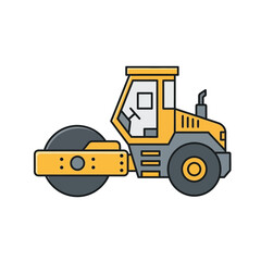 Fototapeta premium Industrial Heavy Machinery Flat Design Construction Roller Vehicle