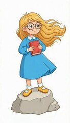 girl with book illustration 