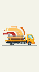 Industrial Logistics Truck Delivering Materials With Arrows Indicating Movement And Direction