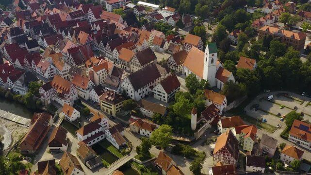 Aerial view of the City Riedlingen in Germany on a sunny day in summer.