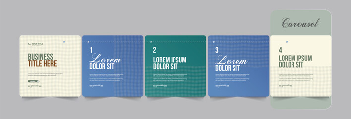 Modern Social Media Carousel Template Set &ndash; Editable Instagram & LinkedIn Carousel Post Design, Business Banner Layout, Clean Gradient Vector Design